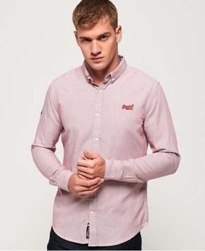 Superdry Premium Button Down Férfi Hosszú Ujjú Ing Rózsaszín | SJFHI7243